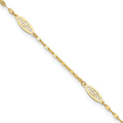14K Polished Fancy Filigree Link 9in Plus 1 in ext. Anklet - Robson's Jewelers