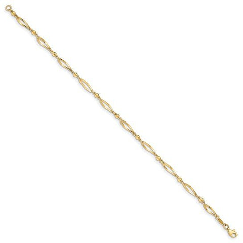14k Polished and Diamond-cut 9in Anklet - Robson's Jewelers