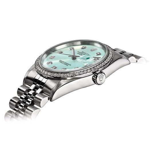 Pre-owned Independently Certified Rolex Steel/18kw Bezel Dia Ice Blue Watch - Robson's Jewelers
