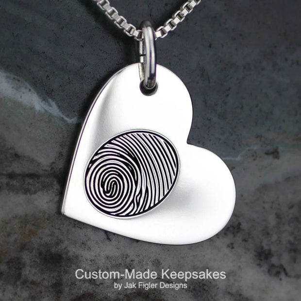 Heart on Side Fingerprint Necklace - Robson's Jewelers