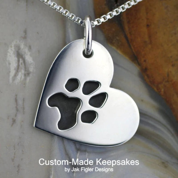 Heart on Side Pawprint Necklace - Robson's Jewelers