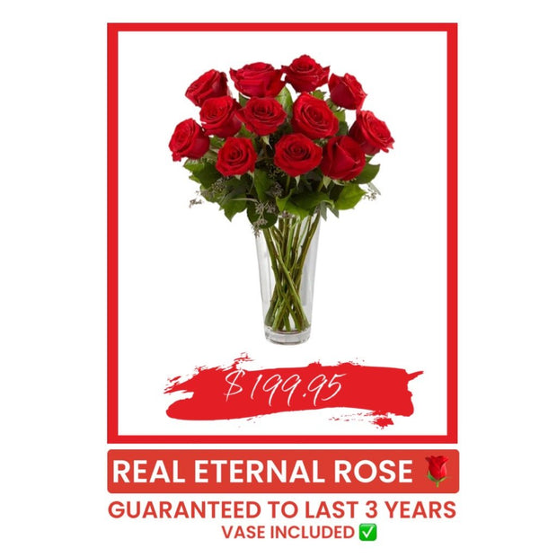 12 Long Stem Real Eternal Roses - Robson's Jewelers