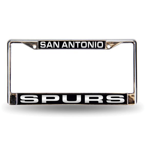 NBA San Antonio Spurs Black Laser Chrome Acrylic License Plate Frame - Robson's Jewelers