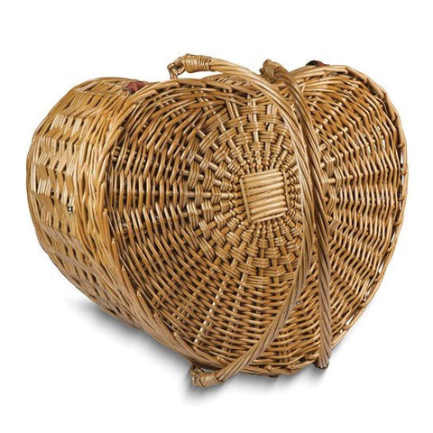 Willow Wedding Heart Picnic Basket with Ivory Lining and Deluxe Service for Two - Robson's Jewelers