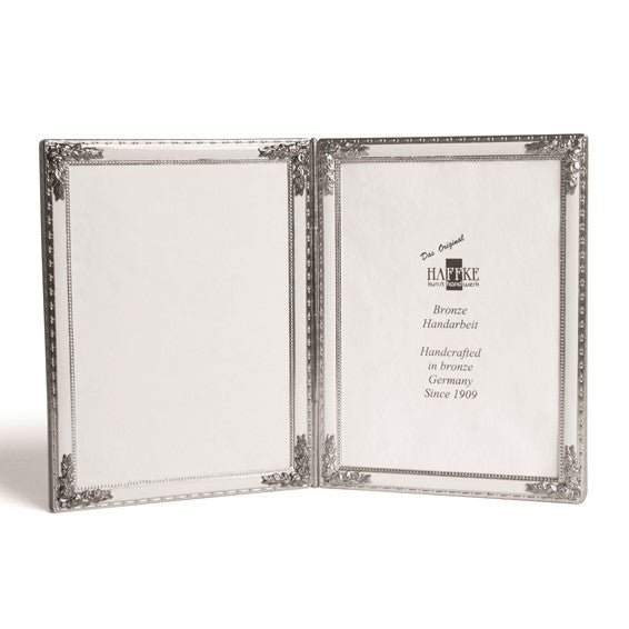 Silvered Bronze with White Enamel 4x6 Double Frame - Robson's Jewelers