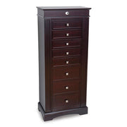 Olympia Dark Walnut Finish Wood Composite 7-drawer with Locking Top Jewelry Armoire - Robson's Jewelers