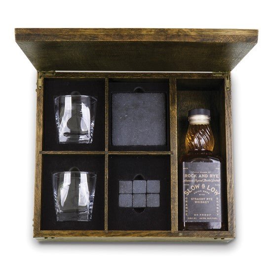 Gift Set - Includes two 8 ounce glasses, 2 sandstone coasters, and 6 soapstone whiskey stones - Robson's Jewelers