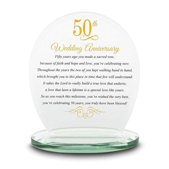 Glass Inspirations 50th WEDDING ANNIVERSARY Sentiment Plaque - Robson's Jewelers