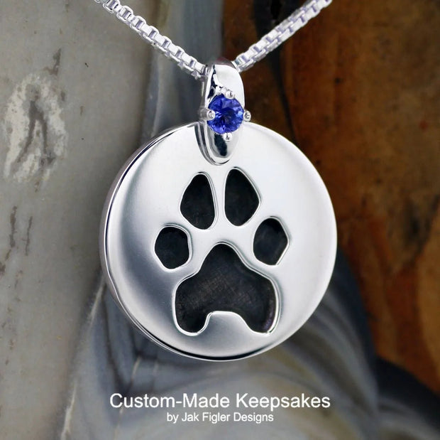 Pawprint Round Necklace with Gemstone - Robson's Jewelers