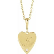 14K Yellow .01 CT Natural Diamond Engravable Heart 16-18" Necklace - Robson's Jewelers
