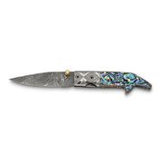 Damascus Steel 256 Layer Folding Blade Abalone Handle Knife - Robson's Jewelers