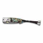 Luxury Giftware Damascus Steel 256 Layer Folding Blade Turquoise/Leather Sheath and Wooden Gift Box - Robson's Jewelers