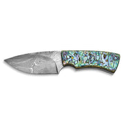 256 Layer Fixed Blade Abalone Shell Handle Knife with Leather Sheath and Gift Box - Robson's Jewelers