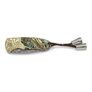 256 Layer Folding Blade Genuine Abalone Shell Handle Knife with Leather Sheath and Wooden Gift Box - Robson's Jewelers