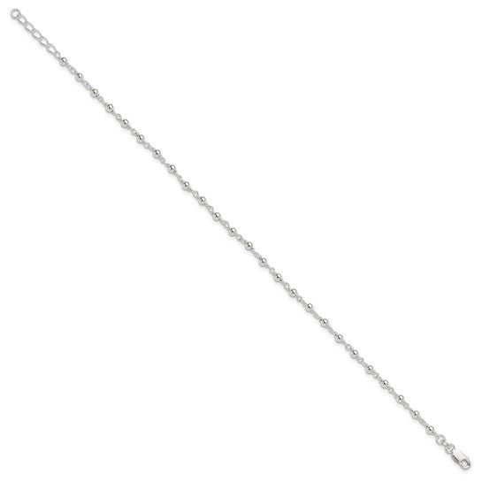 Sterling Silver Fancy Beaded 9 inch Plus 1 inch Extender Lobster Clasp Anklet - Robson's Jewelers