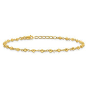 Sterling Silver Gold-tone Fancy Bead 9 inch Plus 1 inch ext Anklet - Robson's Jewelers