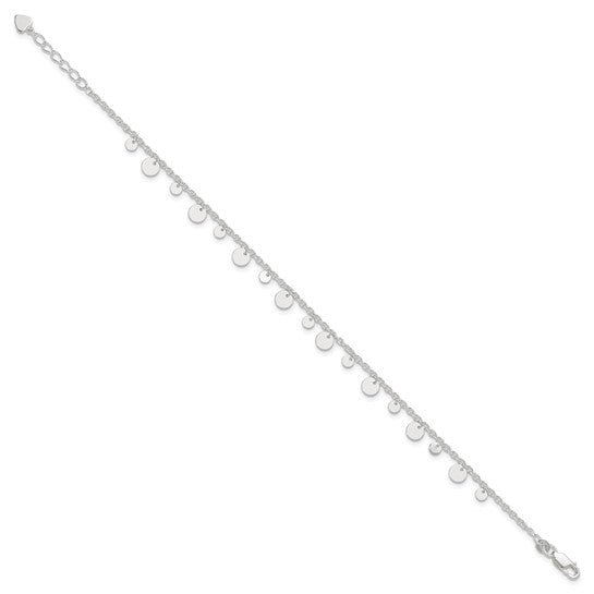 Sterling Silver Dangling Circle 9in Plus 1 in ext Anklet - Robson's Jewelers