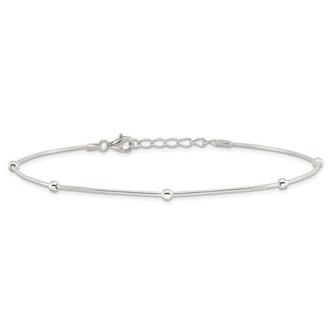 Sterling Silver 9in Plus1.5 in ext Polished Anklet - Robson's Jewelers