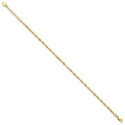 Sterling Silver Gold-tone D/C Polished 9in Plus a 1in ext. Anklet - Robson's Jewelers