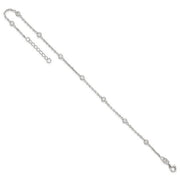 Sterling Silver Polished with CZ 9 inch Plus1 inch Ext. Anklet - Robson's Jewelers