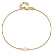 Leslie's Sterling Silver Gold-tone FWC Pearl 9in. Plus 1in. ext. Anklet - Robson's Jewelers