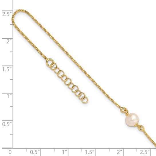 Leslie's Sterling Silver Gold-tone FWC Pearl 9in. Plus 1in. ext. Anklet - Robson's Jewelers