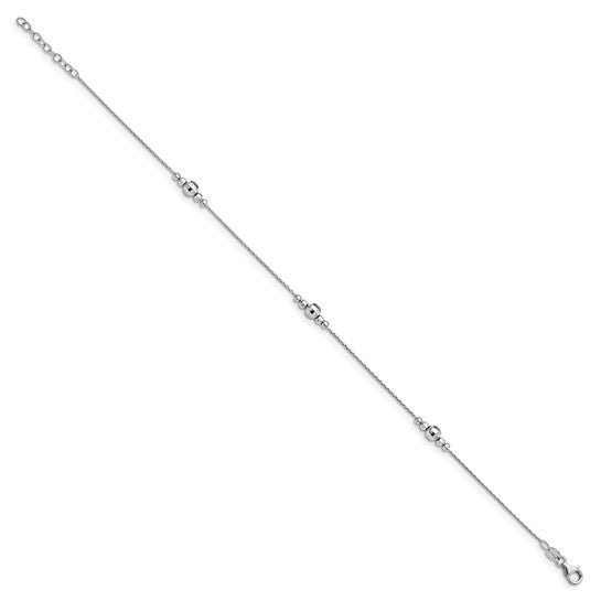 Leslie's Sterling Silver Polished with 1in ext. Anklet - Robson's Jewelers