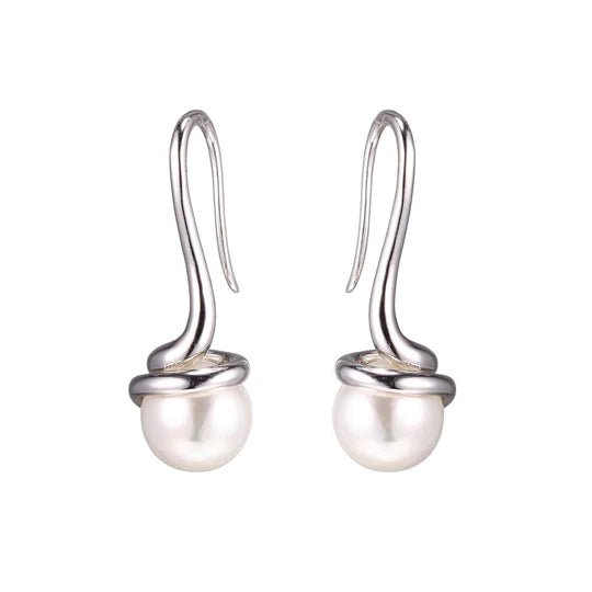 Rhodium Plated White Shell Earrings 10mm - Robson's Jewelers