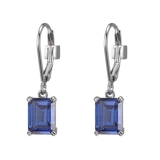 Rhodium Tanzanite CZ Earrings with Lever Back - Robson's Jewelers