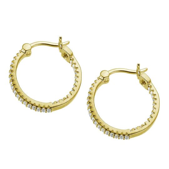 SS GP40 CZ Hoop Earrings 20mm - Robson's Jewelers
