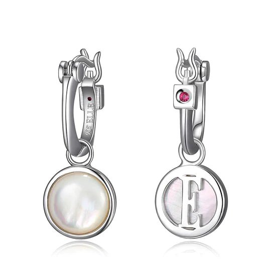 Sterling Silver MOP Hoop Earrings 12mm - Robson's Jewelers