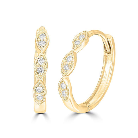 14K Yellow Gold 1/10 Ct.Tw. Diamond Stackable Hoop Earrings - Robson's Jewelers