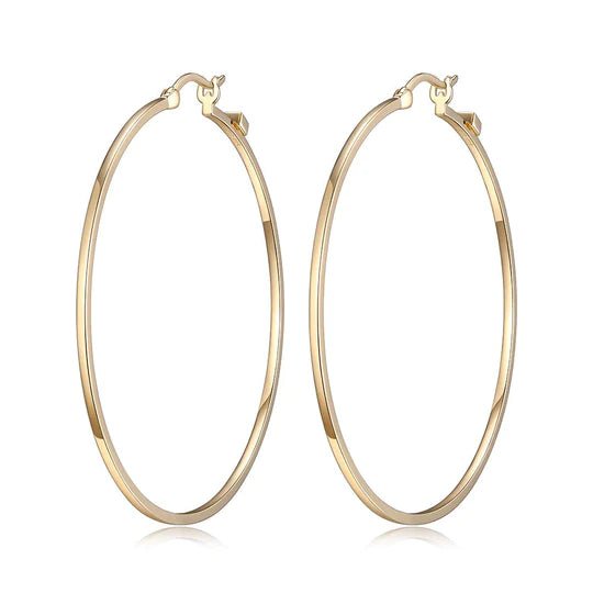 Yellow Gold Plated Sterling Silver Hoop Earrings 55mm - Robson's Jewelers