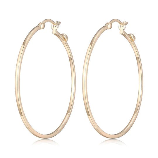 Yellow Gold Plated Sterling Silver Hoop Earrings 45mm - Robson's Jewelers