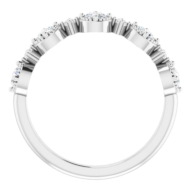 14K White 1/2 CTW Natural Diamond Beaded Halo Anniversary Band - Robson's Jewelers