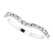 14K White .05 CTW Natural Diamond Vintage-Inspired Contour Band - Robson's Jewelers