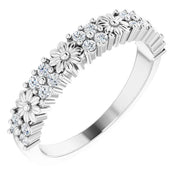 14K White 1/4 CTW Natural Diamond Floral-Inspired Anniversary Band