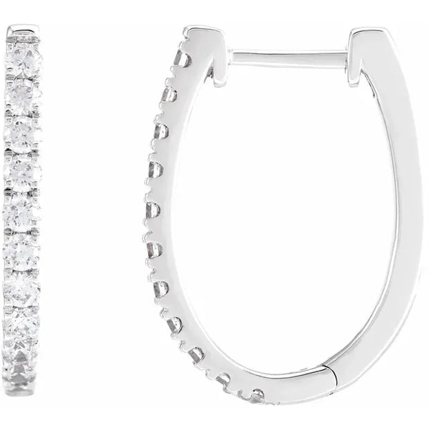 14K White 3/4 CTW Lab-Grown Diamond Hoop Earrings