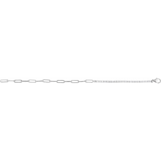 14K White 1 CTW Natural Diamond Line 7" Bracelet