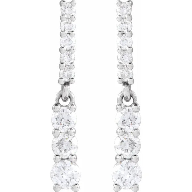 14K White 1/4 CTW Natural Diamond Dangle Earrings