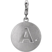 Sterling Silver Initial A .005 CT Diamond Disc Charm - Robson's Jewelers