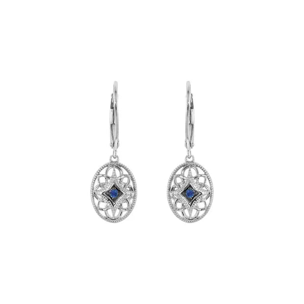 Sterling Silver Natural Blue Sapphire Lever Back Earrings
