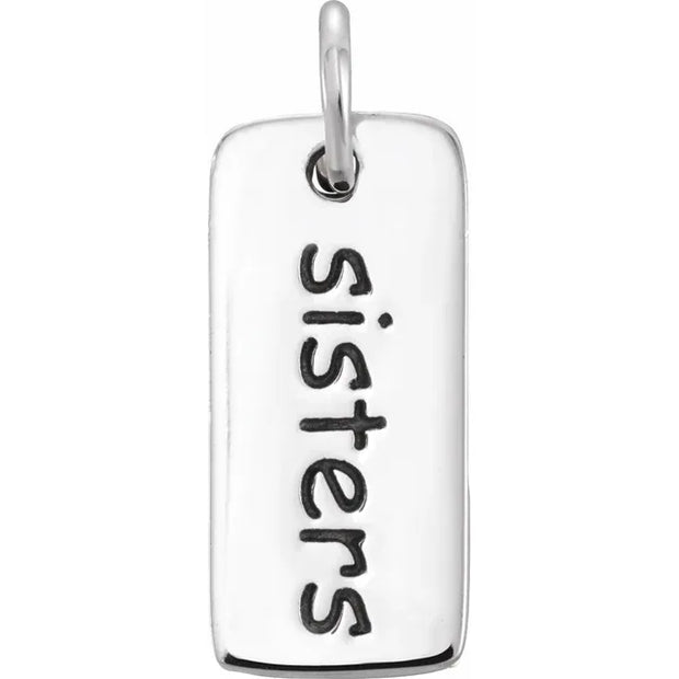 Sterling Silver "Sisters" Tag Charm