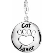 Sterling Silver Heart U Back™ Cat Lover Paw Charm - Robson's Jewelers