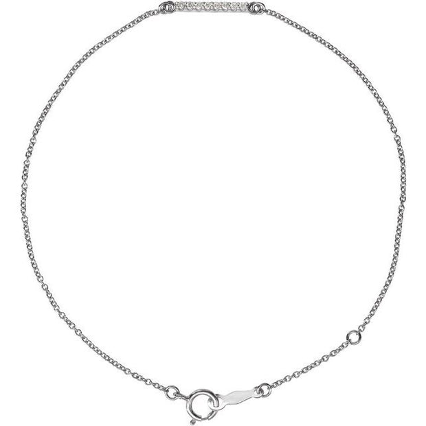 14K White .07 CTW Natural Diamond Bar 6 1/2-71/2" Bracelet - Robson's Jewelers