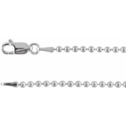 Sterling Silver 2 mm Hollow Bead 18" Chain
