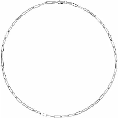 14K White 3.85 mm Paperclip-Style 18" Chain