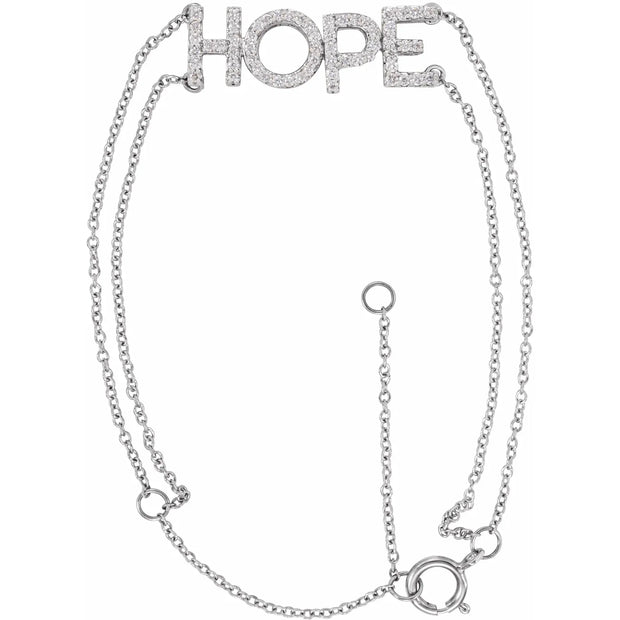 14K White 1/4 CTW Natural Diamond Hope 5-7" Bracelet