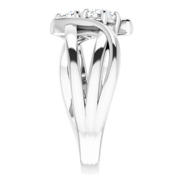 14K White 1/2 CTW Natural Diamond Two-Stone Ring