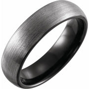 Black PVD Tungsten 6 mm Size 12 Band with Satin Finish